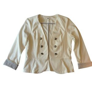 Have Women's Ivory Blazer with Striped Accents size large LIKE NEW